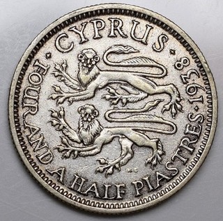 Moneda de plata Chipre 4 1/2 piastras 1938 Jorge VI