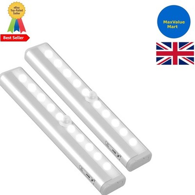 10 LED batteriebetriebene Bewegungsmelderleuchten mit Magnetleiste - Komplettset