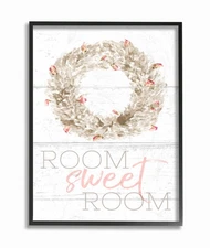 Room Sweet Room Boxwood Watercolor Wreath Framed Giclee Art, 16x20, Made in USA