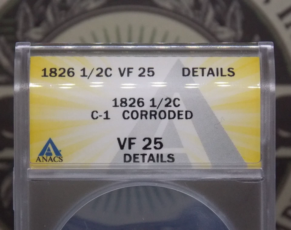 1826 Classic Head C-1 Half Cent 1/2c ANACS VF25 Details #141 Very Fine ECC&C Inc - Image 4 of 4