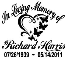 In Loving Memory Heart Butterfly Wings Memorial Sticker Decal   3 Font Choices
