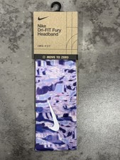 Nike Dri-FIT Fury Headband Purple White Wave 1 Pack NWT One Size