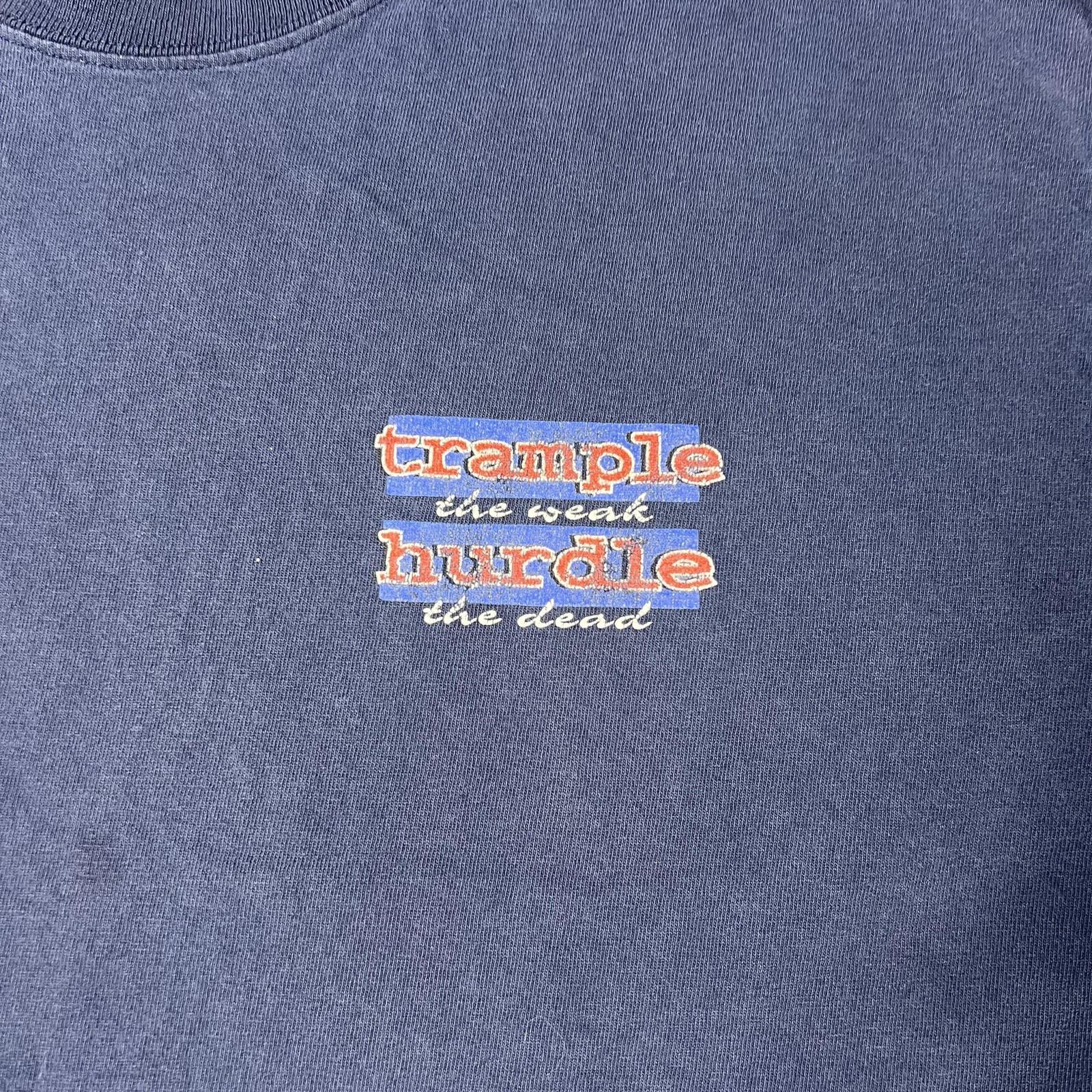 Vintage Trample Hurdle Shirt Mens Large Navy Softball Baseball Graphic 90s Tee