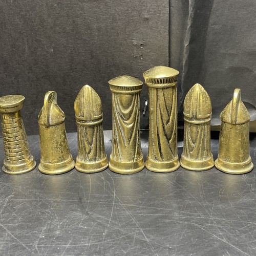 Tigani Gothic Brass Chess Set 31 Pieces - Missing 1 (Castle) Piece - Picture 18 of 24
