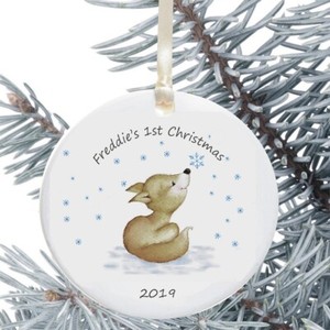 baby's first christmas fox ornament