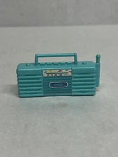 Vintage 3" Barbie Size Boom Box Radio Cassette Accessory Teal Green Blue 80s 90s
