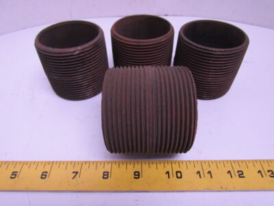 2-1/2 x 2-1/2 NPT Threaded Steel Schedule 40 Black Pipe Nipple Fitting Lot of 4