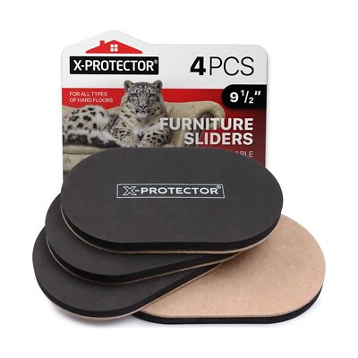 Felt Furniture Sliders Hardwood Floors X-PROTECTOR   4 PCS 9 1/2 inch Furnitu...