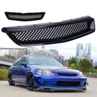 Fit 1999 2000 Honda Civic Front Bumper Upper Grill JDM Style Black Grille 99 00