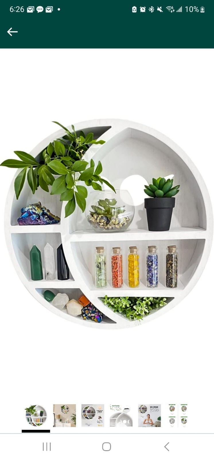 Ella & Emma Wooden Crystal Display Shelf - Crescent Moon Shape for Gems & Decor