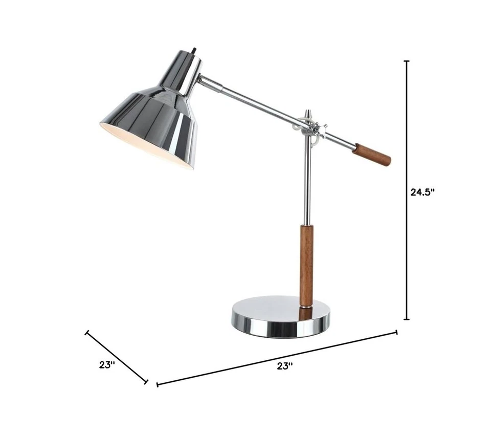 Aspen Creative 40042, Lámpara de Escritorio Moderna de Metal 24 1/2" de Alto, Acabado Cromo con... Foto 4 de 4