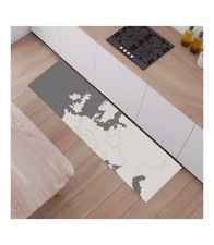 Planisphere Kitchen Rug, PVC with Top Print Maps, 75x50