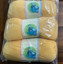 3 New skeins Lion Brand Yarn  Baby Soft  5 oz  Lemon Drop same dye lot 36409