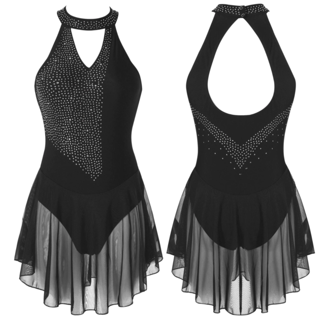 Competition Ice Figure Skating Halter Dress Loaded w Crystals Adult S