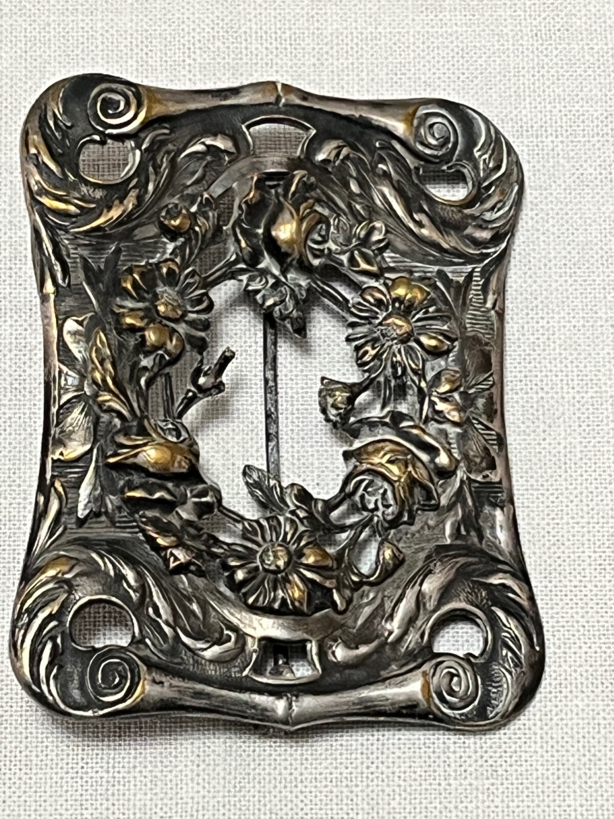 Victorian silver over brass rectangular detailed … - image 6