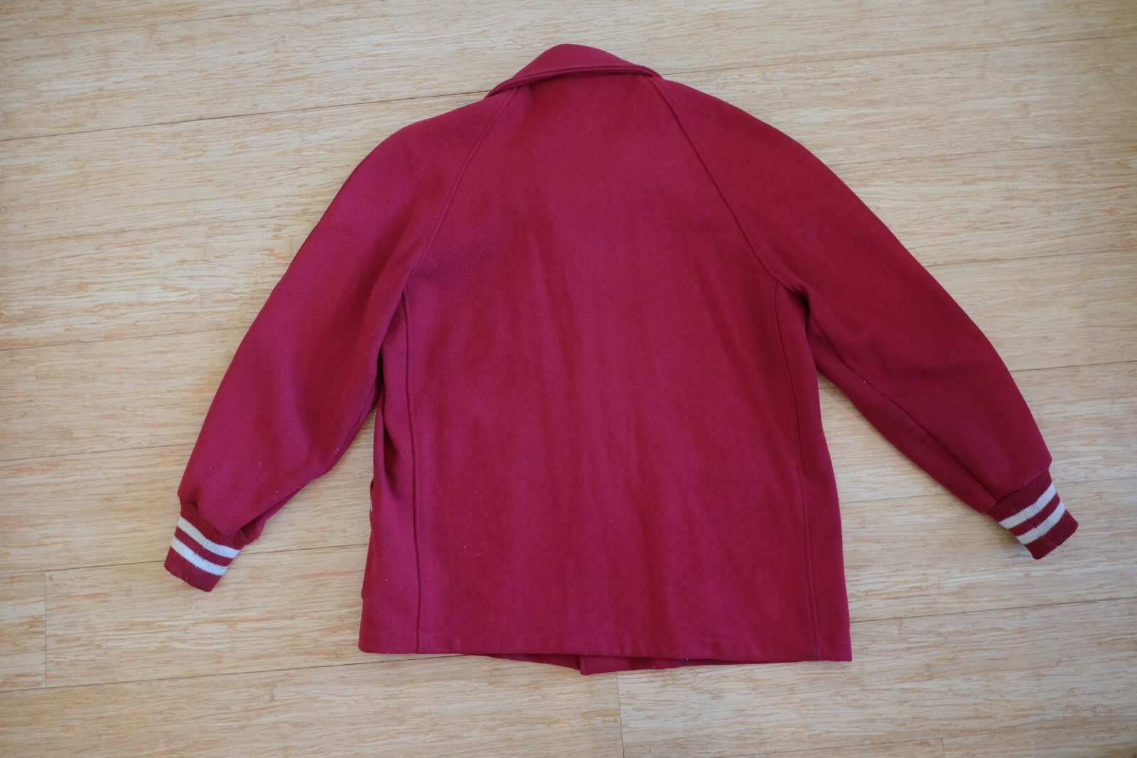FILA VINTAGE Cornell Football C150 Canottaggio Varsity Letterman Giacca di Lana Cappotto Rosso anni 60
