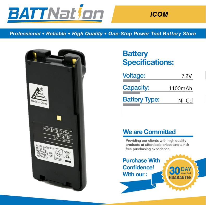 ICOM Batterie NiMH 1500mAh BP-210N pour IC-A6/A24/F22/F4G/F41 ICOM Batterie NiMH 1500mAh BP-210N pour IC-A6/A24/F22/F4G/F41