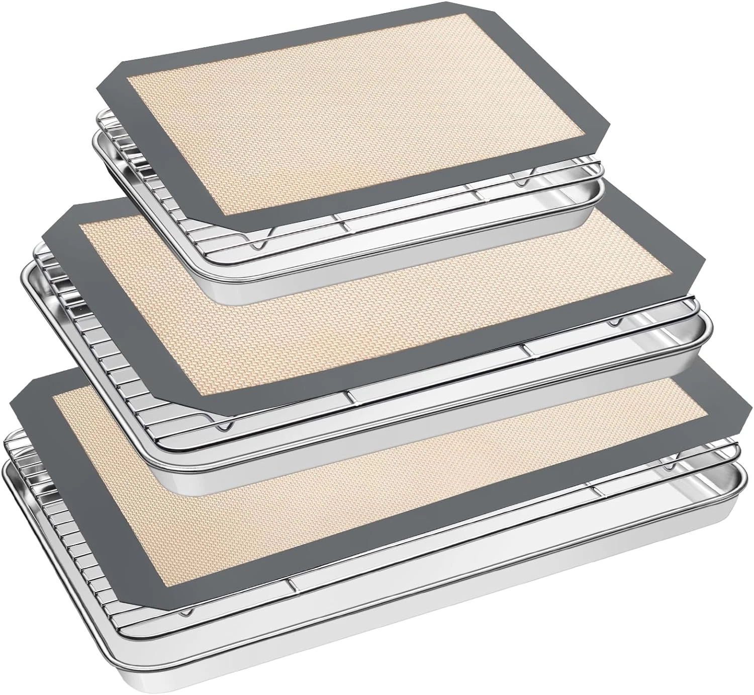 Baking Sheet Tray Cooling Rack with Silicone Mat Set Stainless Steel Cookie Pan
Opens in a new windo