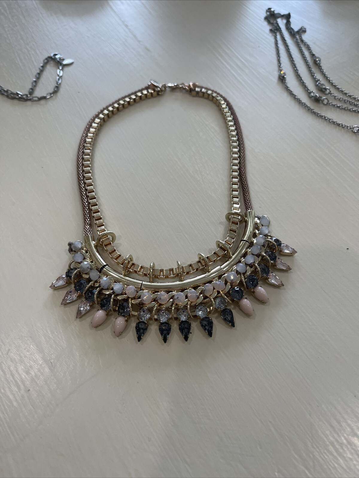 Express Necklace Boho Statement Crystal Beaded Bi… - image 9