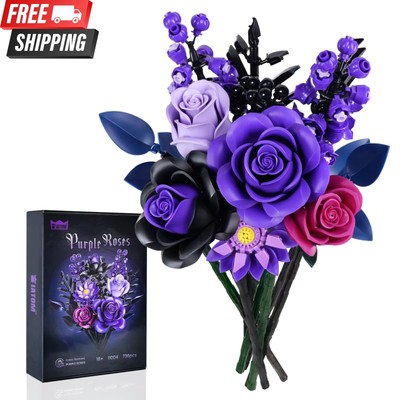   New Purple Rose Building Blocks   Decor Artificial Bouquet, Unique Gift  