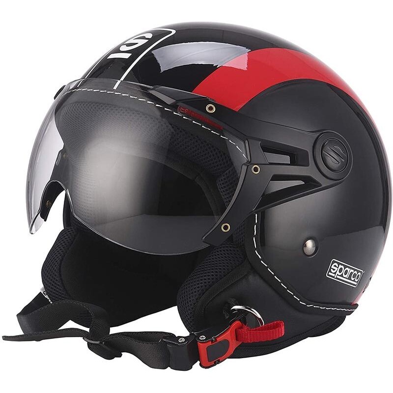 CASCO SPARCO SP501 DEMI-JET NERO E ROSSO MISURA S