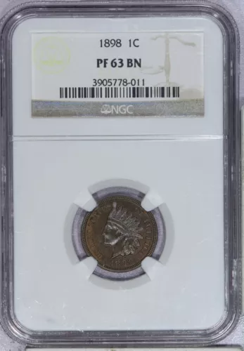 1898 Indian Cent 1c NGC PF63 PR63 BN