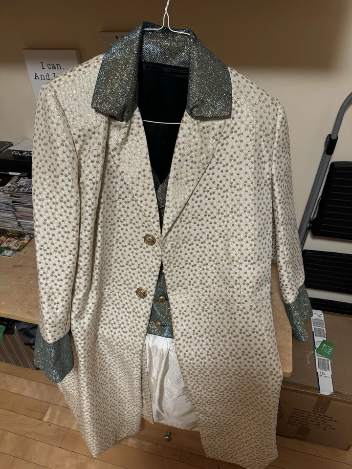 Colete fantasia masculino estilo vitoriano 2 peças e casaco longo tamanho extra grande - Imagem 3 de 4