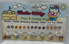 Hello Kitty Vintage Rings and Earrings 30th Anniversary Set Sanrio 2004