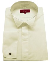 Mens Ivory Slim/Regular Wing Collar Wedding Work Prom Shirt Double Cuff 14"-23"