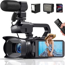 Caméscope 4K Caméra Vidéo HD 60FPS 64MP Autofocus Vlog Caméra, WiFi Webcam 18X