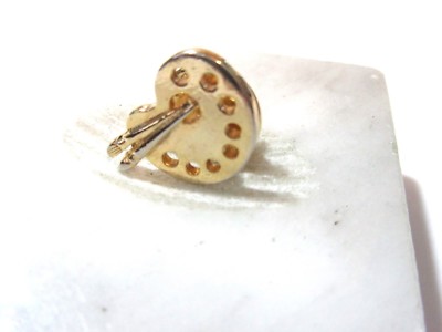BRIGHT GOLD TONE SMALL LAPEL STYLE PIN ARTIST PALETTE BROOCH