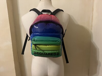 DSQUARED² VERY RARE RAINBOW MULTICOLOR PUFFER SIGNAGTURE SMALL BACKPACK D2