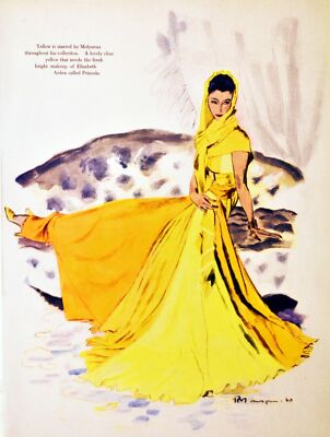 Poster print.Interior design Art.Retro fashion.Yellow dress.6336