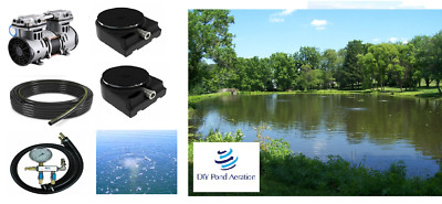 Industrial Grade Pond Aerator 200' WTD Hose 2-Diffusers-Complete KIT 1/2 hp PUMP