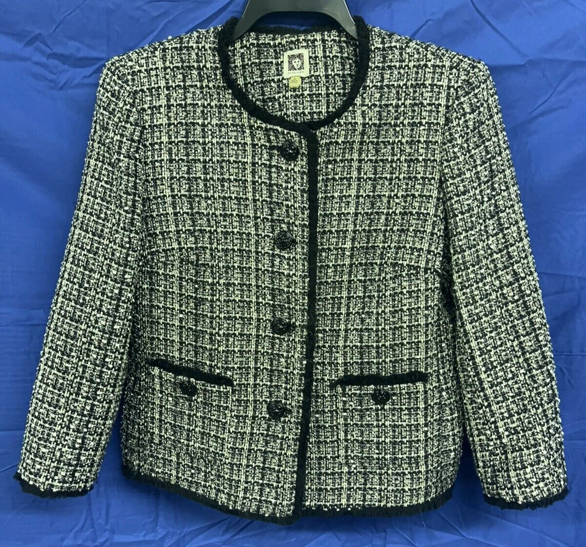 anne klein black and white blazer