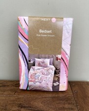 NEXT Pink Flower Unicorn Duvet Cover Set SINGLE Pink girls Childrens - BNIP