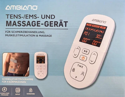 AMBIANO TENS-/EMS Massage Gerät Tensgerät Muskelstimulation 60 Programme Gürtelc - Bild 1 von 2