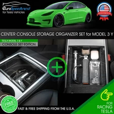 Center Console Armrest Storage Box Organizer Tray Accessories Model 3 Y 2PCS Set