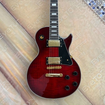Customized Red LP Electric Guitar Flame Maple Top 6 String US Warehouse In STOCK