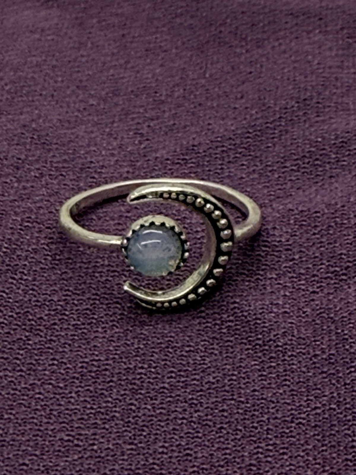 Adjustable Rainbow Moonstone Ring 925 Silver Hand… - image 1