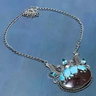 Tibetan Turquoise, Topaz Gemstone 925 Sterling Silver Jewelry Necklace 18" F730