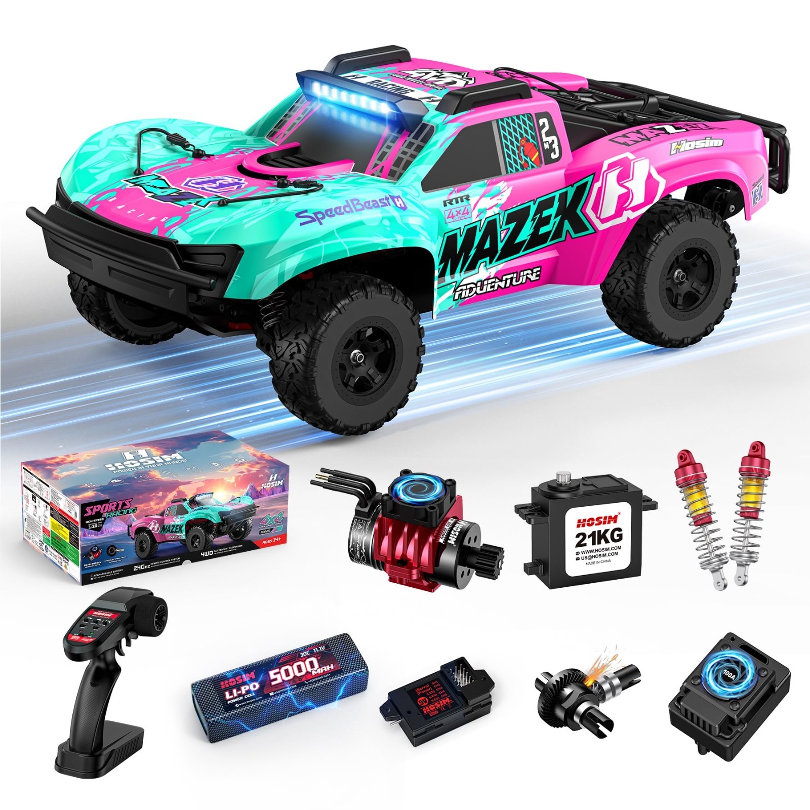 1/10 RC Truck 4WD Brushless Buggy Cars, MAZEK RTR 62+ MPH Ho