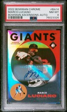 2022 BOWMAN CHROME BOWMAN ASCENSIONS AUTO #BA14 MARCO LUCIANO 18/100 PSA 8