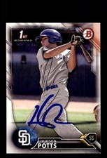 Signed Baseball Card Auto Hudson Potts 2016 Bowman Draft #BD-52 Padres