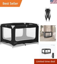 Lightweight Zodiak Playard with Soft Mattress, Compact  Breathable - Black