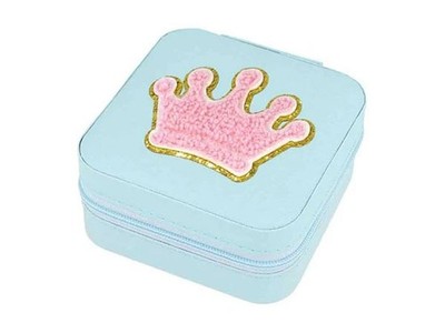 SCHMUCKKASTEN SCHMUCKBOX KRONE TÜRKIS - 10 X 10 CM NEU