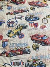 Vtg Sears 1970s Grand Prix Race Car Twin Flat Bed Sheet Le Mans Daytona Monaco