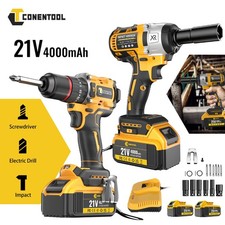 Impact Wrench + 3in1 Cordless Drill Driver Impact Combi Drill 4.0Ah 2* Batteries