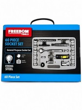 Freedom Tools 60 Piece Socket Set With Organizer Case Chrome Sae Metric Freedom Tools 60 Piece Socket Set With Organizer Case Chrome Sae Metric