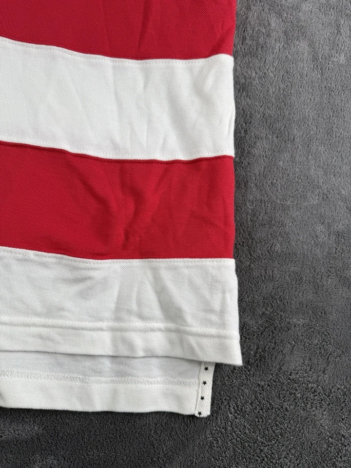 Sun River Mens L Knit Polo Shirt Red White Blue USA Flag Stars Stripes - Image 4 of 4
